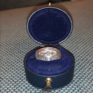 Victorian Era Platinum & Gold Ring w. MC Diamonds
